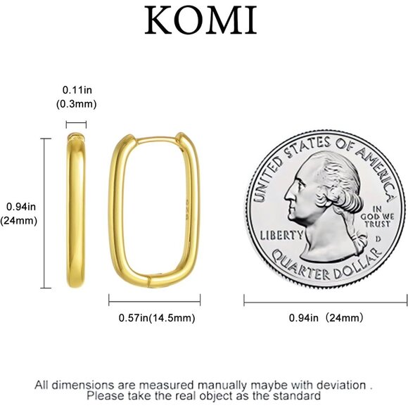 Women's 18K Gold-plated Zircon Earrings Hoop Dangle U-shaped Earring Golden - Picture 3 of 9